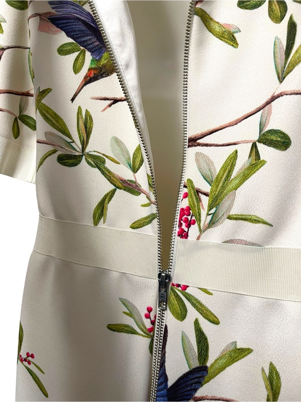 EUC TED BAKER Everly Highgrove Hummingbird Blossom Bodycon Dress L/10 - Picture 11 of 16